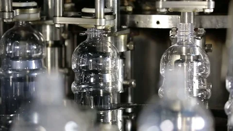 Production line of carbonated drinks. Water plastic bottle factory. Stock Footage