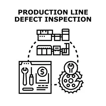 Production line defect inspection process concept Stock Illustration