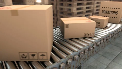 Production line with different size cardboard parcels on a boxes factory Stock Footage 129601385