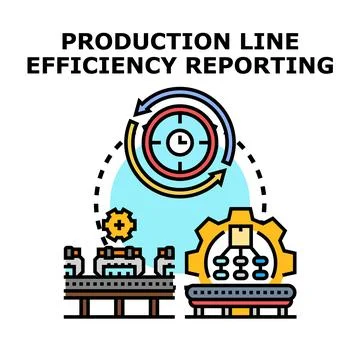 Production line efficiency process reporting and optimization Illustrazione stock