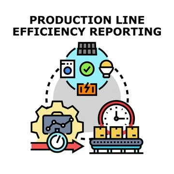 Production line efficiency reporting and business process optimization Stock Illustration