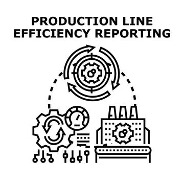 Production line efficiency reporting and optimizing system Stock Illustration