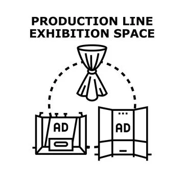 Production line exhibition space demonstrating business development Stock Illustration