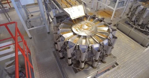 Production line at food processing plant Stock Footage