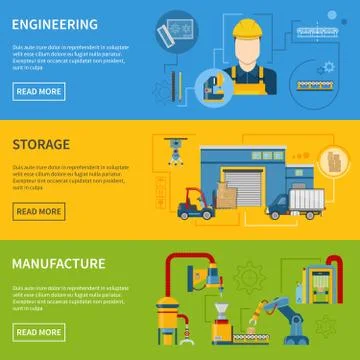 Production Line Horizontal Banners Stockillustratie
