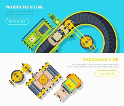Production Line Horizontal Banners Stock Illustration