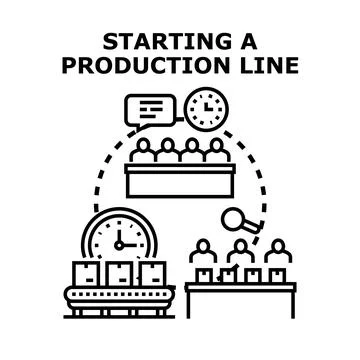 Production line launching process concept vector illustration Illustrazione stock