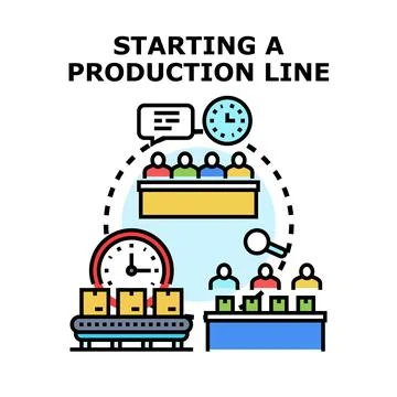 Production line launching process concept vector illustration Stock Illustration