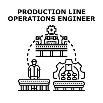 Production line operations engineer managing manufacturing process Stock Illustration