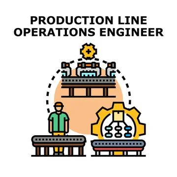 Production line operations engineer managing manufacturing process Stock Illustration