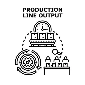 Production line output efficiency manufacturing process vector 库存插图