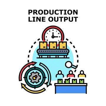 Production line output efficiency manufacturing process vector Stock Illustration