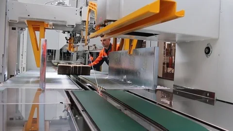 Production line for packing boxes Stock Footage 72413744