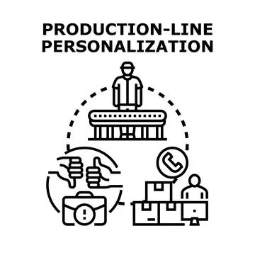 Production line personalization providing custom product manufacturing proces Stock Illustration