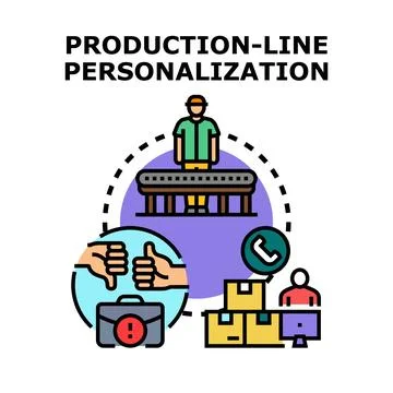 Production line personalization providing custom product manufacturing proces Stock Illustration