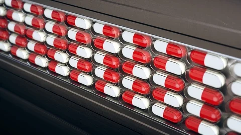 Production line for pills Stock Footage 91909147