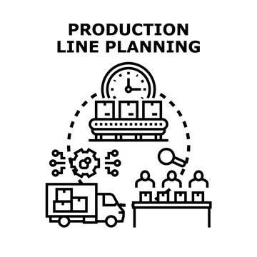 Production line planning process optimizing supply chain 스톡 일러스트