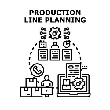 Production line planning process optimizing manufacturing operations Stock Illustration