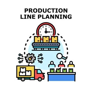 Production line planning process optimizing supply chain Stock Illustration