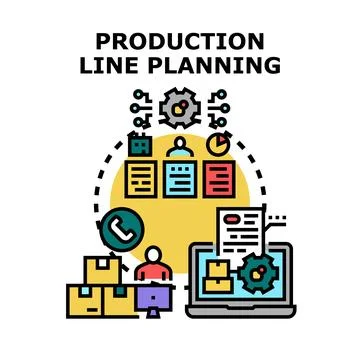 Production line planning process optimizing manufacturing operations Illustrazione stock