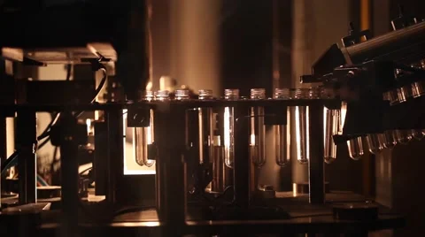 Production Line, plastic bottles moving in a factory Stock Footage 55911374