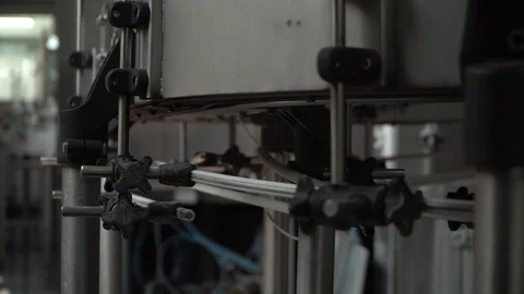 Production line of plastic bottles. Plastic bottles on automatic conveyor line Stock Footage 111663181