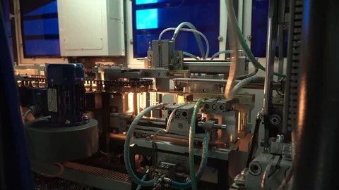 Production line of plastic bottles. Plastic bottles on an automatic conveyor Video stock 111663392