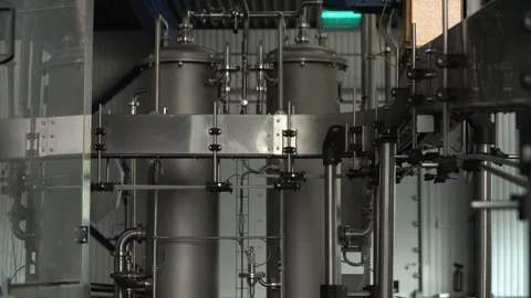 Production line of plastic bottles. Plastic bottles on automatic conveyor line Stock Footage 111663663