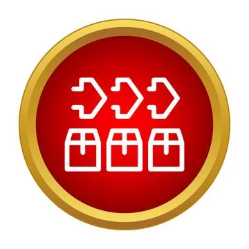 Production line process moving packages with arrows icon Stock Illustration