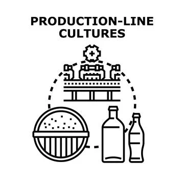 Production line processing cultures in bottles concept Stock Illustration
