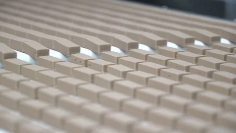 Production line for the production of chocolates. Candy covered with chocolate Video stock 74183049