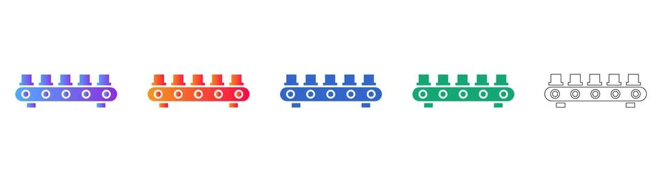 Production Line Roller Conveyor Vector Icon Set イラスト素材
