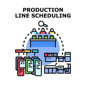 Production line scheduling and process management concept イラスト素材