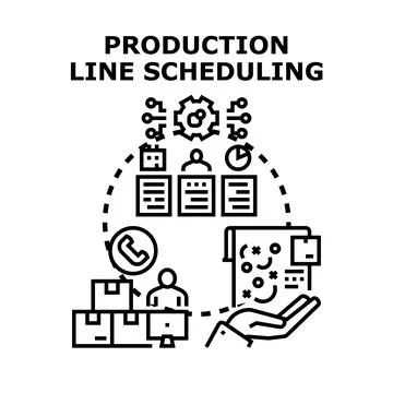Production line scheduling manufacturing process management concept イラスト素材