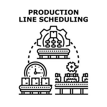 Production line scheduling optimizing factory automation process Illustrazione stock