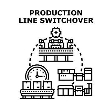 Production line switchover process with manufacturing equipment イラスト素材