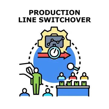 Production line switchover process optimizing manufacturing efficiency イラスト素材