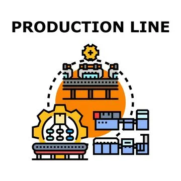 Production line technology implementing automation and industry process Stock Illustration