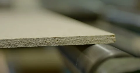 Production line transporting chipboard to the place of storage in the factory Stock Footage 105981894