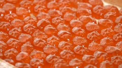 Production of marmalade. Many small marmalade sweets. Jelly candies. Video stock 101806940