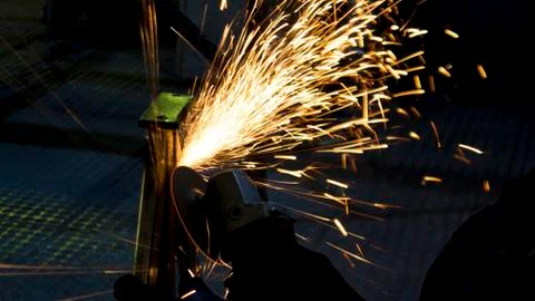 Production of metal structures. Processing of metal products and metal struct Stock Photos