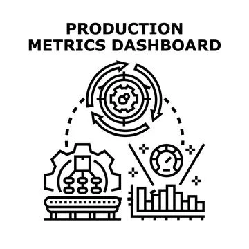 Production metrics dashboard displaying data analytics Stock Illustration