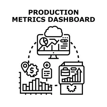 Production metrics data dashboard analytics concept Stock Illustration