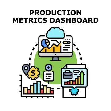 Production metrics data dashboard analytics concept Stock Illustration