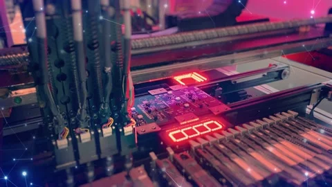 Production of microchips and computer chips: Technological concept with plexus Stock Footage 166539635
