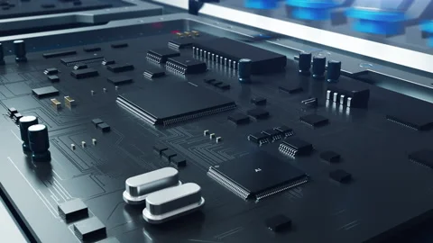 Production of microelectronics system chips using an automated system. animat Stock Footage 226443956