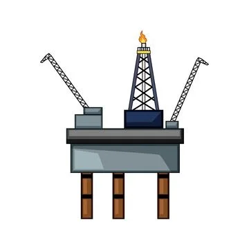 Production oil rig cartoon vector illustration Ilustração Stock