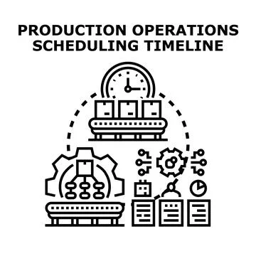 Production operations scheduling timeline planning and optimization Stock Illustration