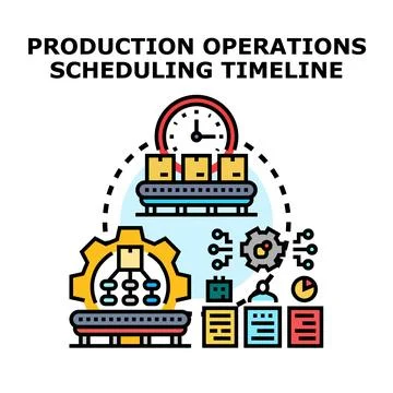 Production operations scheduling timeline planning and optimization Stock Illustration