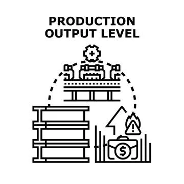 Production output level with factory assembly line Stock Illustration